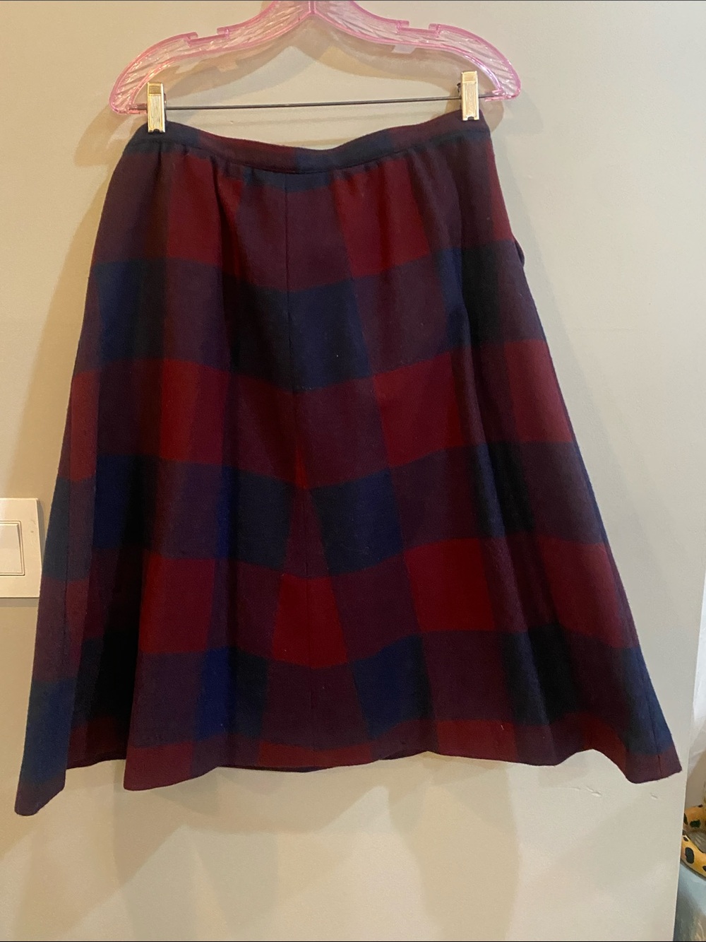 Pendleton Maroon and Navy Plaid A-Line Skirt Wool VGUC VTG 16 - Picture 10 of 13